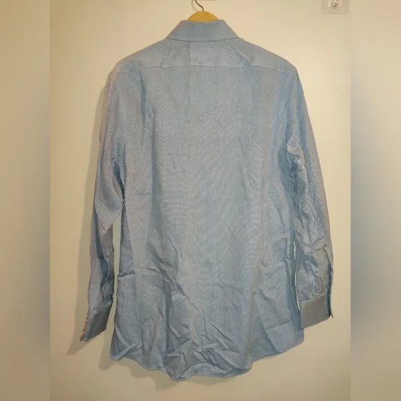 Charles Tyrwhitt Men’s Non-Iron Slim Fit Chevron Dress Shirt Blue 16 - 1/2 - 35" - Picture 3 of 3
